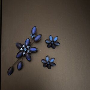Elegant Blue Floral Jewelry Set